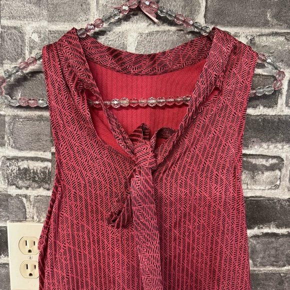 Anthropologie Maeve High Neck Tank top blouse red black printed - Picture 11 of 12